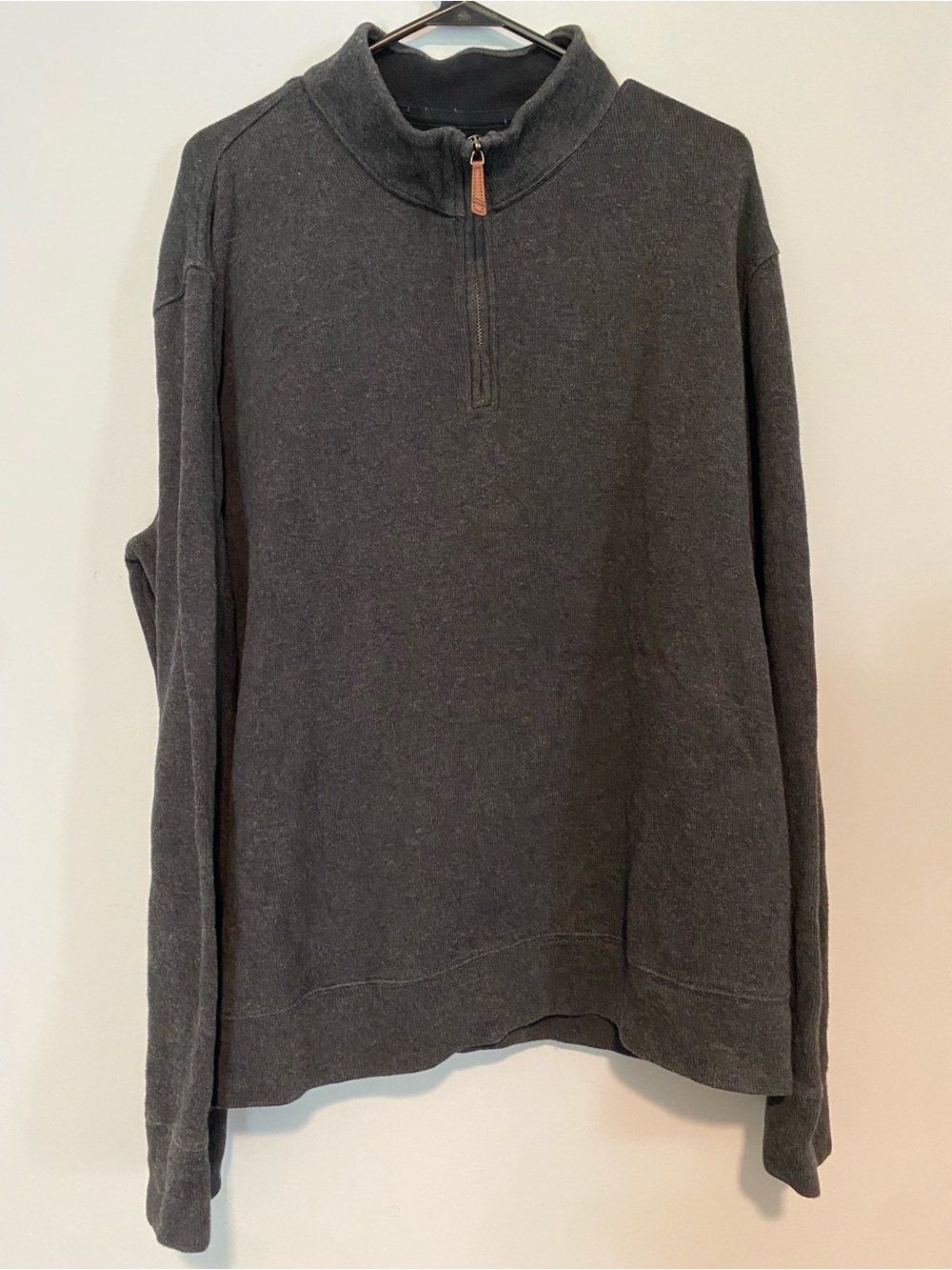 Lands' End Charcoal Gray 1/2 Zip Mock Neck Pullover Sweater Mens XL 46-48